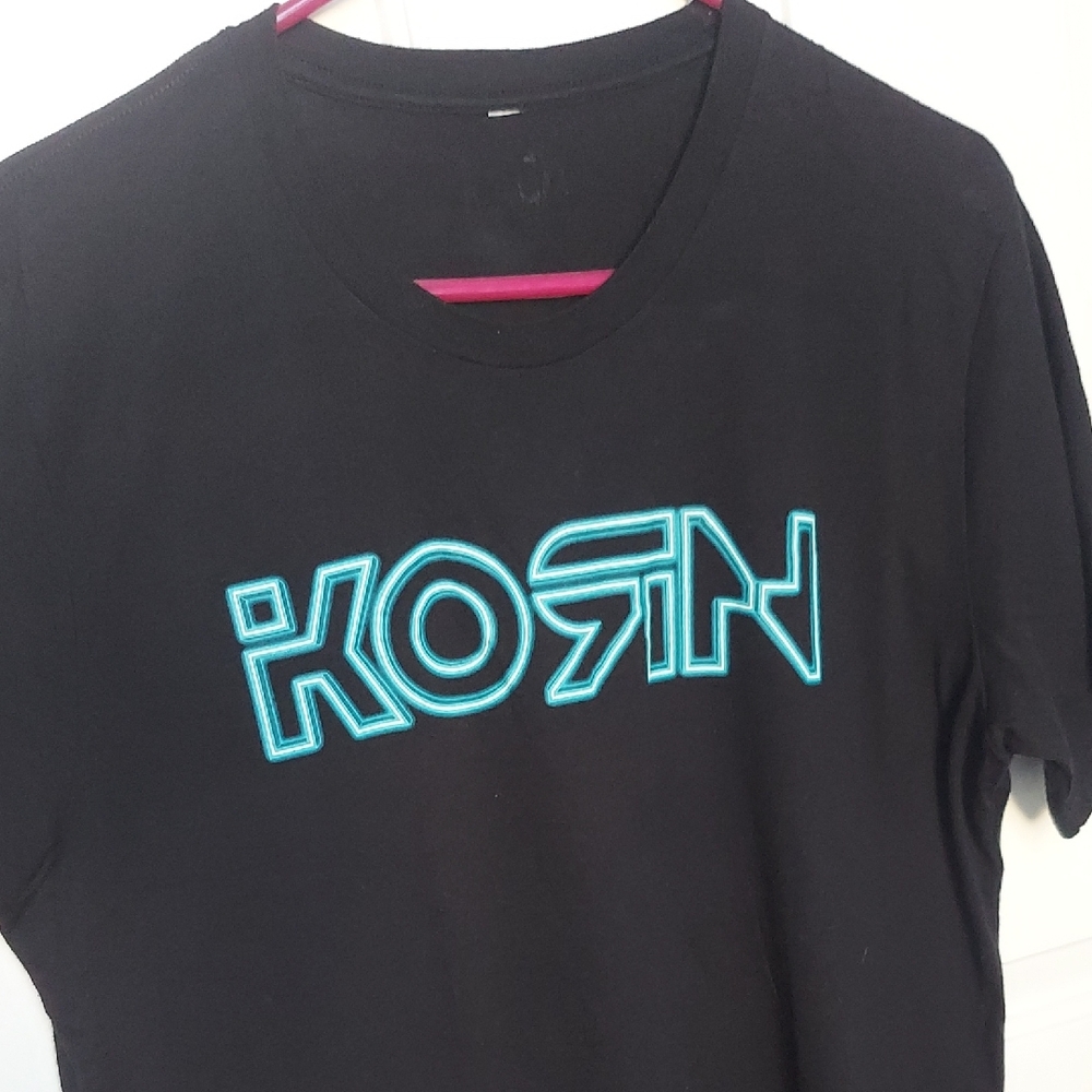 Black Korn T-Shirt with Blue Graphic